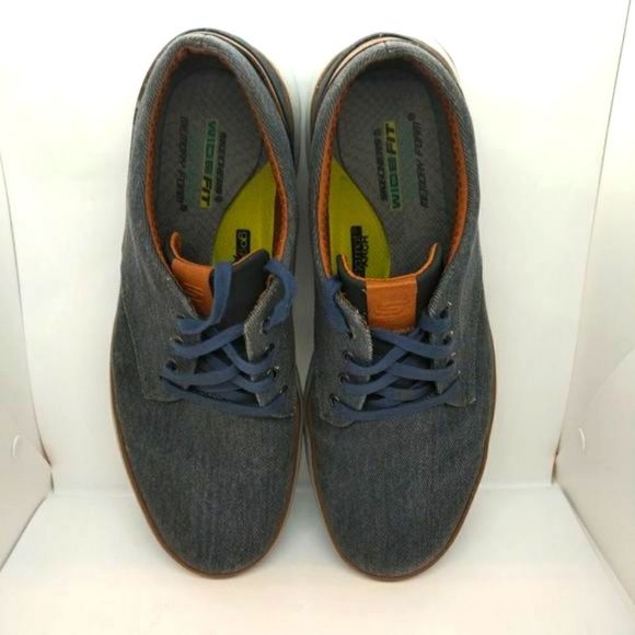 Skechers Moreno Ederson Oxfords Shoes Men's Size 14 Wide Blue Brown Casual Cushi - Picture 6 of 8